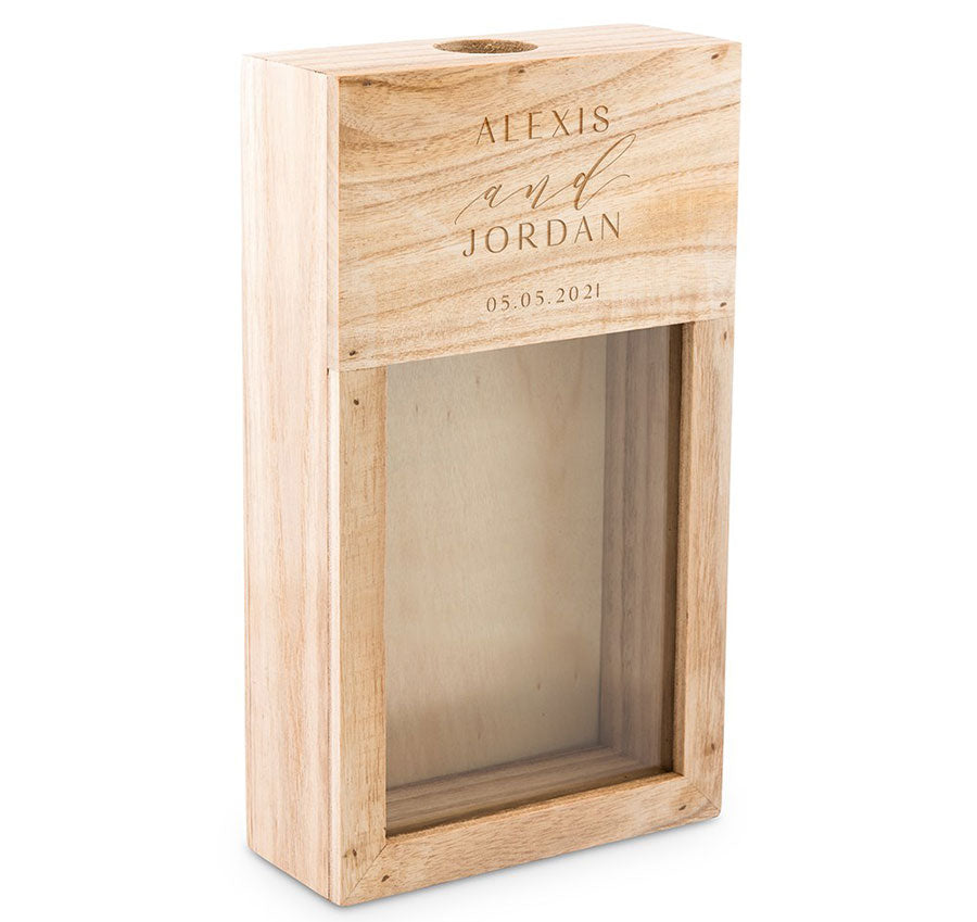 Custom Wooden Wine Cork Shadow Wish Box - Modern