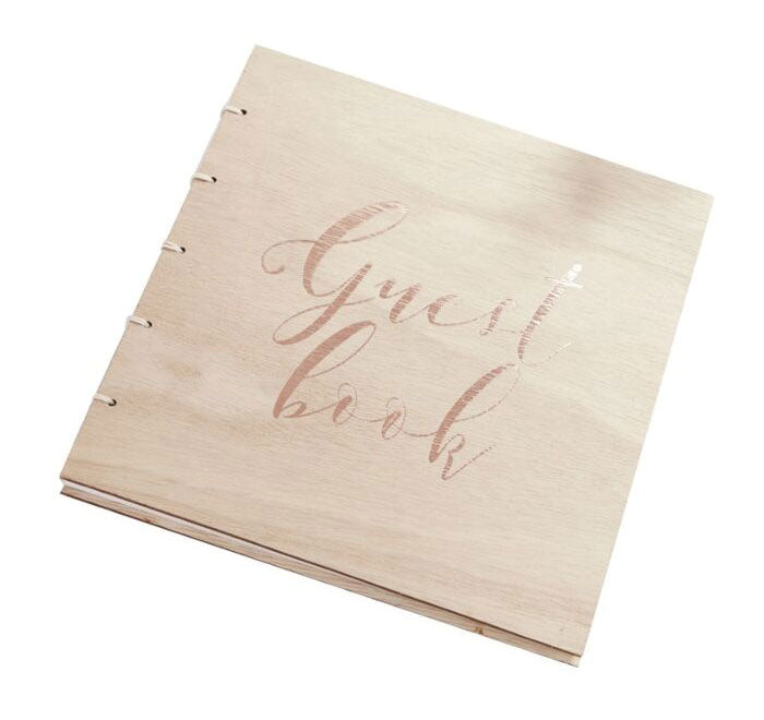 Rose Gold Wooden Guest Book