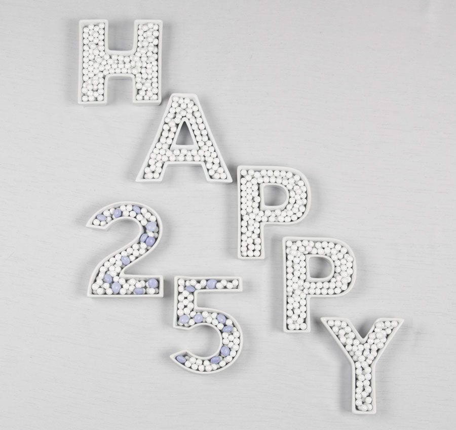 HAPPY 25 Ceramic Letter Dishes