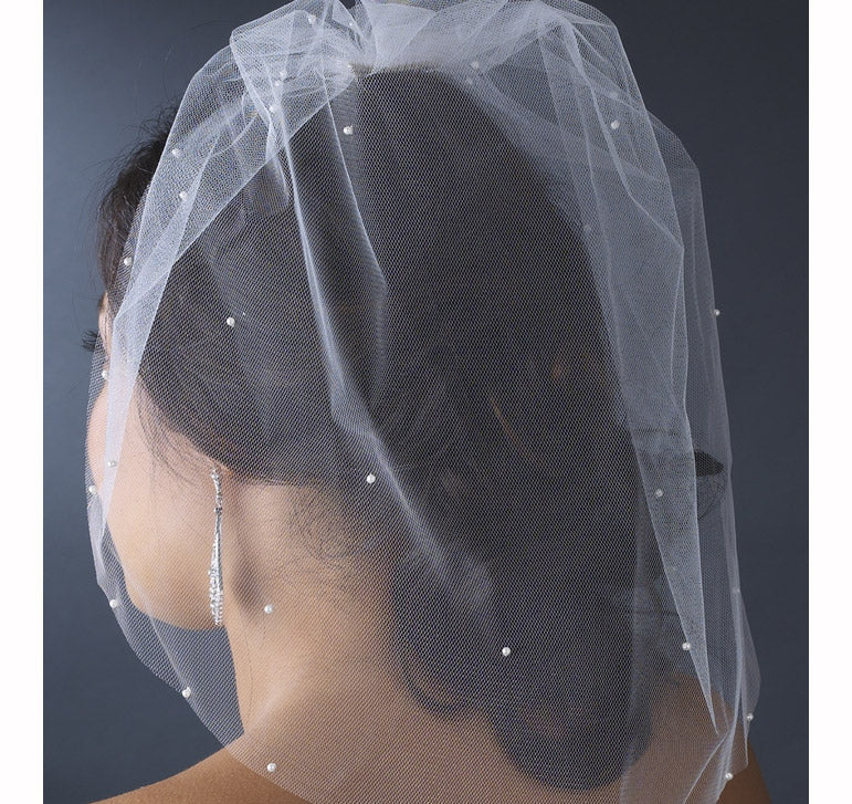Scattered Pearls Birdcage Blusher Bridal Veil