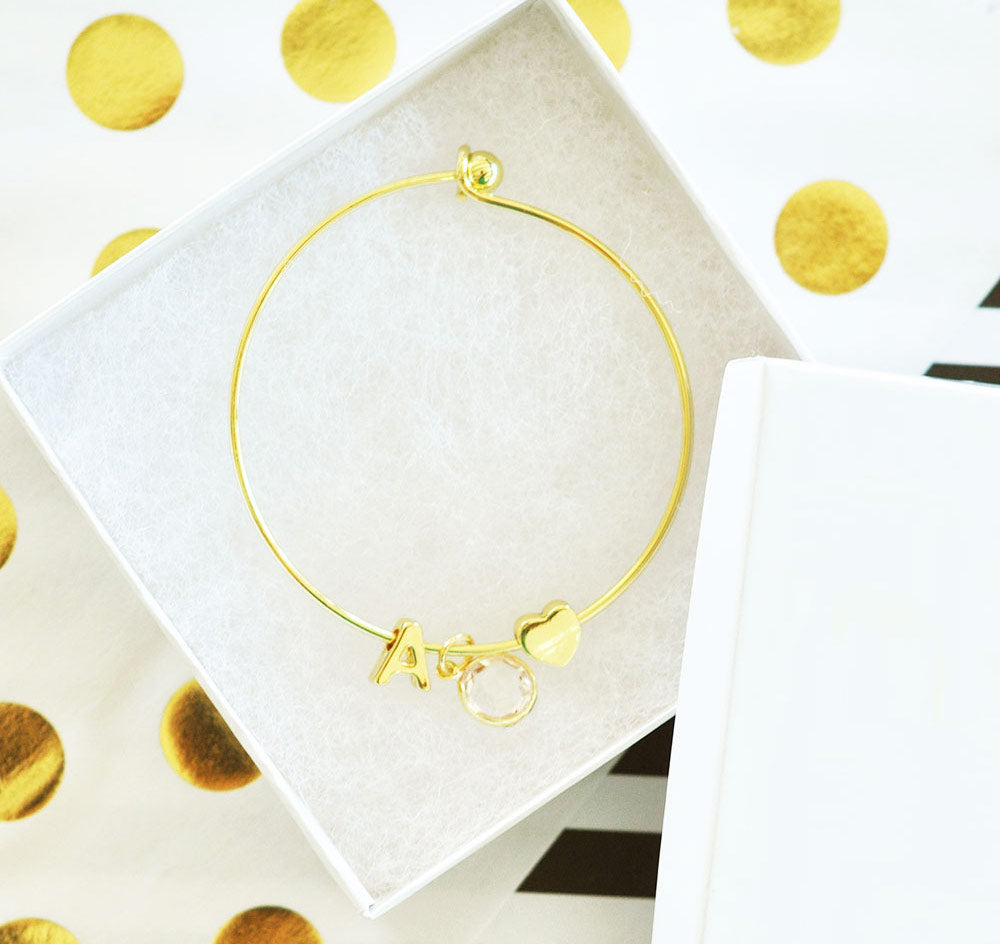 Flower Girl Gold Monogram Bracelet
