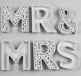 MR &amp; MRS Ceramic Letter Dishes