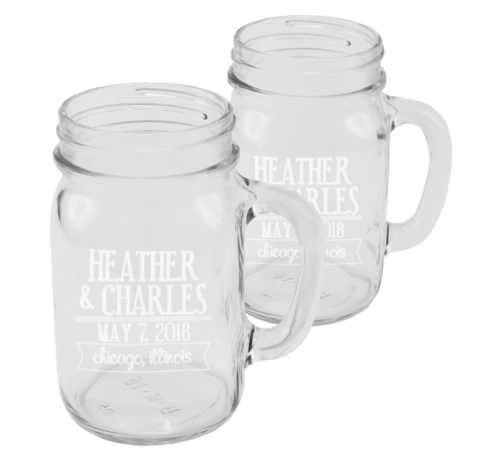 Personalized Wedding Mason Jars