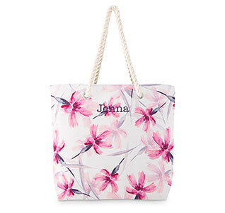 Personalized Bridesmaid Tote Bag - Pink Floral