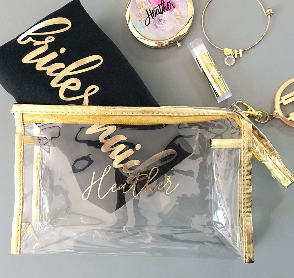 Personalized Gold Cosmetic Bag