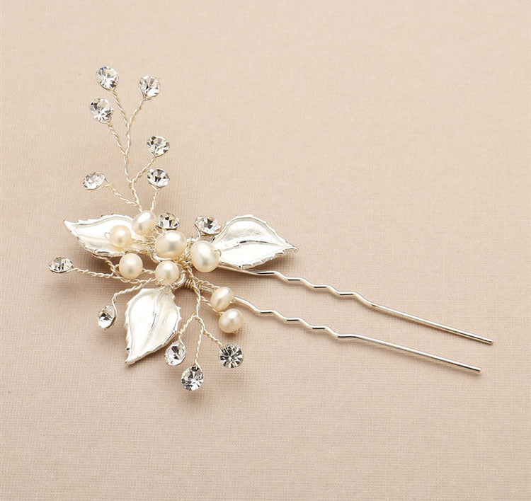 Freshwater Pearl and Crystal Sprays Bridal Hair Pin