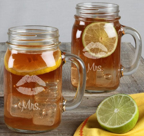 Mrs. & Mrs. Lips Wedding Mason Jars