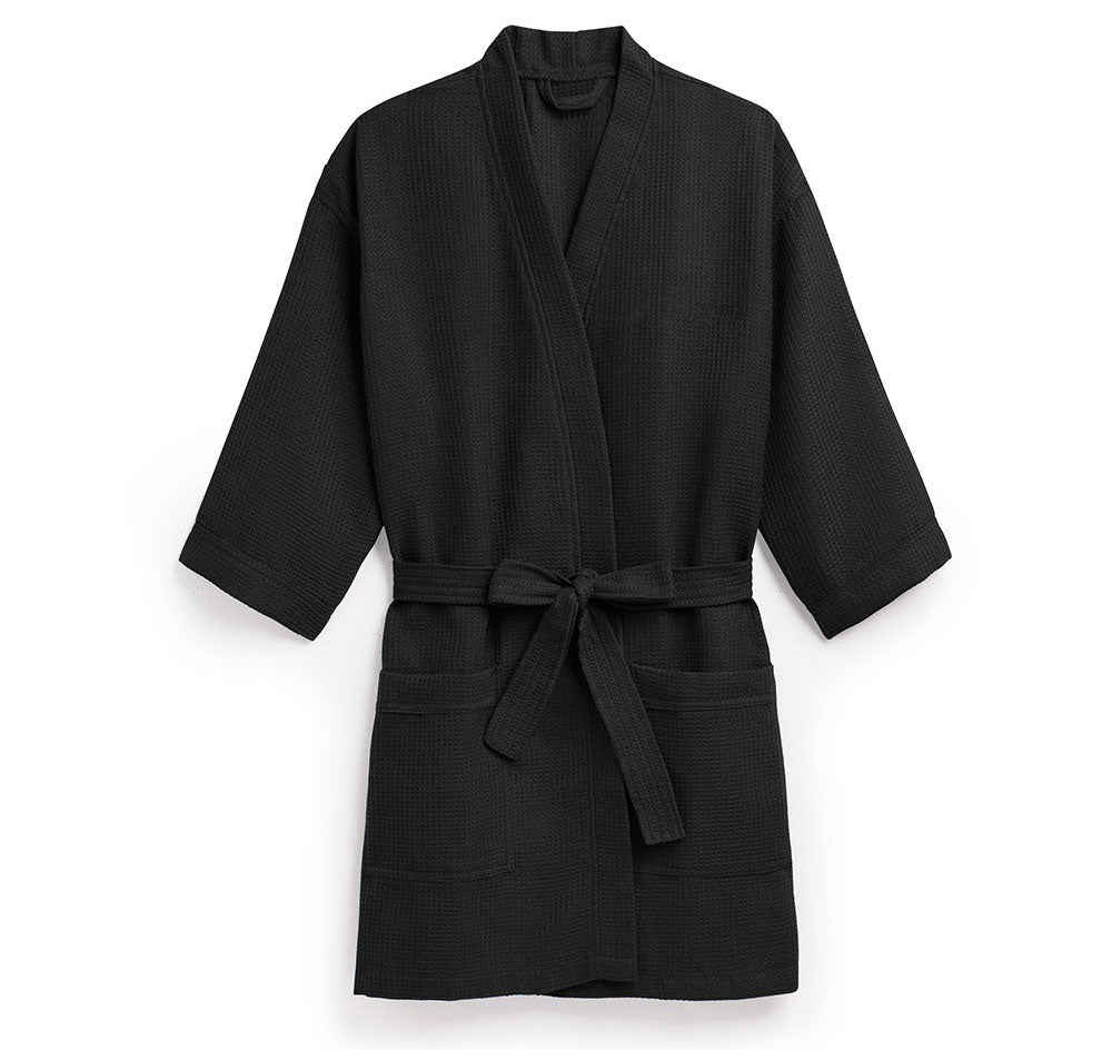 Waffle Kimono Bridesmaid Robe - Black
