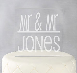 Mr. &amp; Mr. Square Wedding Cake Top