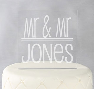 Mr. & Mr. Square Wedding Cake Top