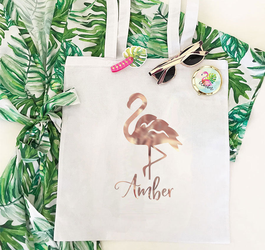 Personalized Tropical Foil Tote Bag