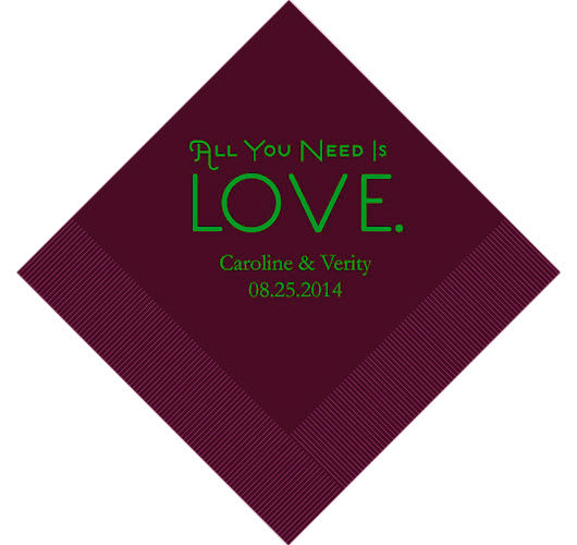 All You Need Is Love Wedding Napkins