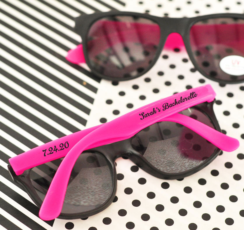 Personalized Sunglass Favors - Pink & Black