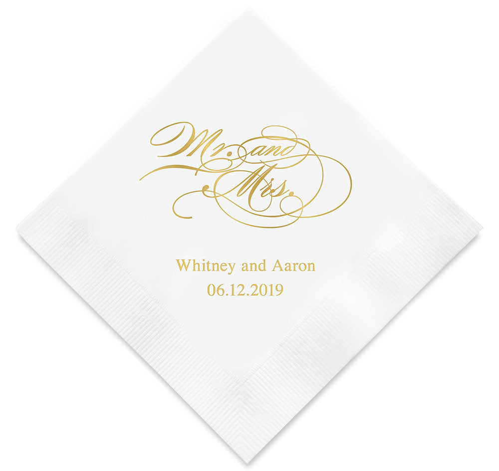 Mr. and Mrs. Script Personalized Wedding Napkins