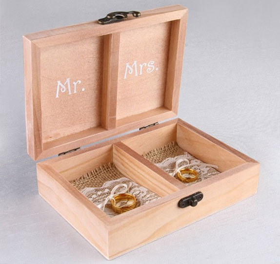 Mr &amp; Mrs Wooden Ring Box