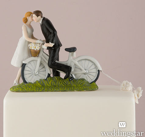 Bicycle Kiss Bride &amp; Groom Cake Topper