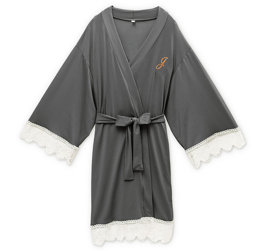 Grey Jersey and Lace Bridesmaid Robe