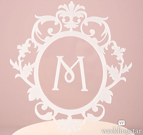 Floating White Initial Cake Topper