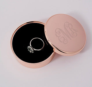 Monogram Bridesmaid Jewelry Box - Rose Gold