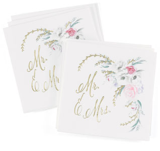 Floral Mr. &amp; Mrs. Wedding Napkins