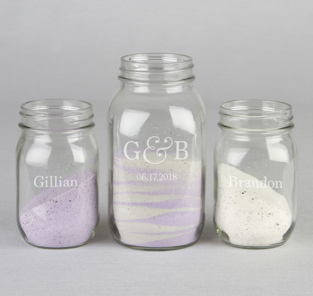 Names &amp; Date Sand Ceremony Mason Jar Set