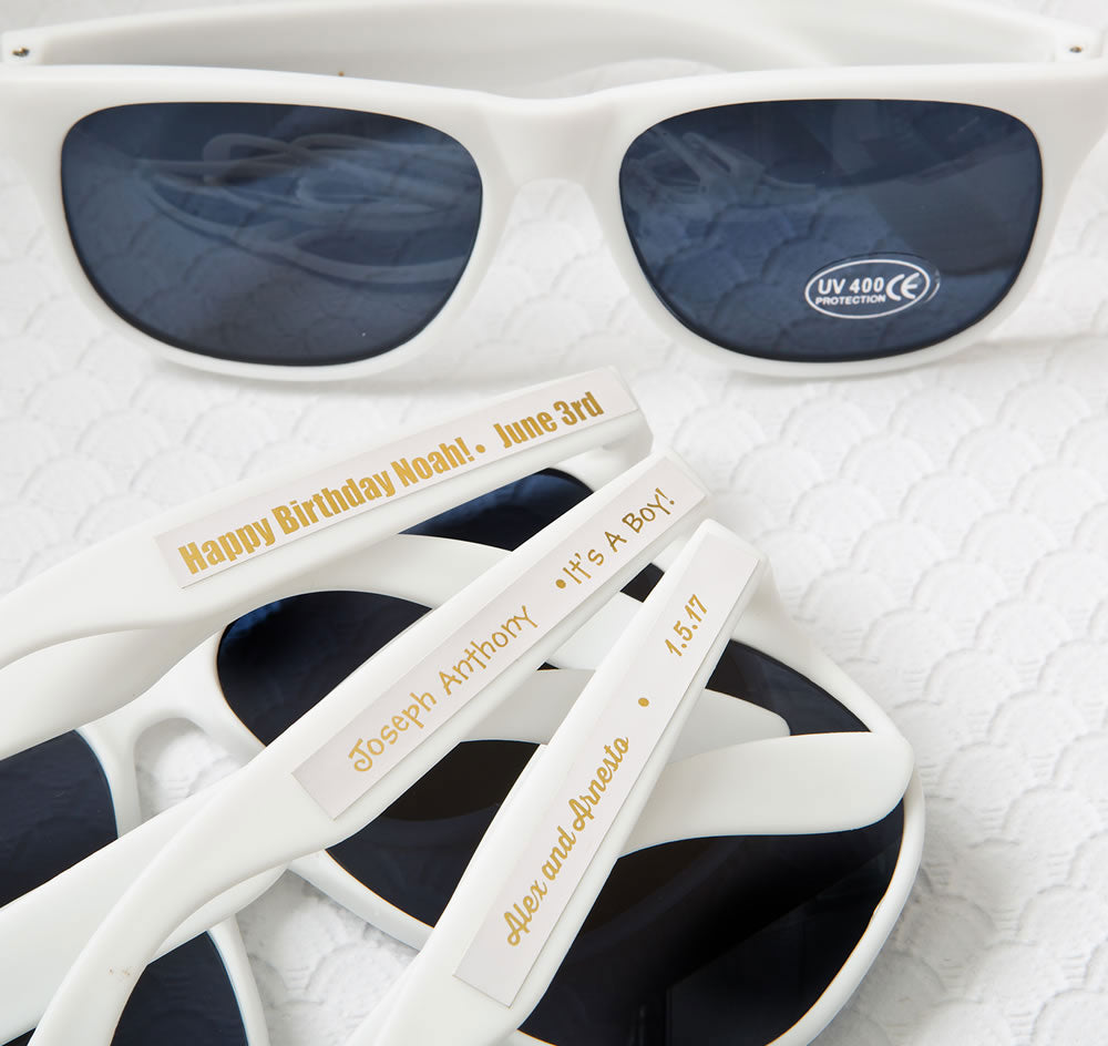Personalized Sunglass Favors - White