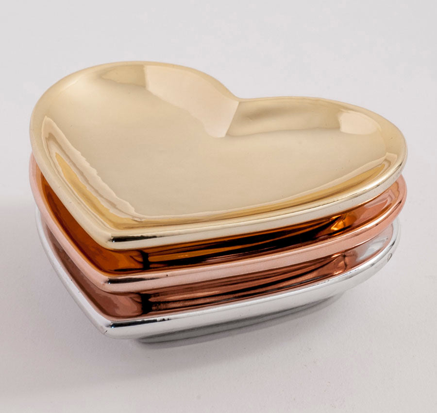 Metallic Heart Trinket Dish