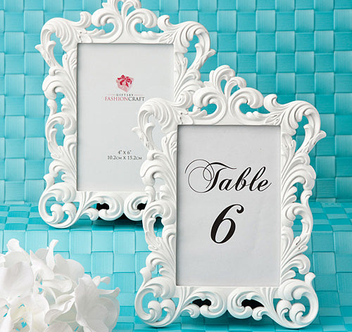 Baroque Frame Table Number Holder - White
