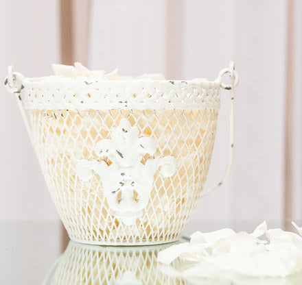Shabby Chic Metal Flower Basket