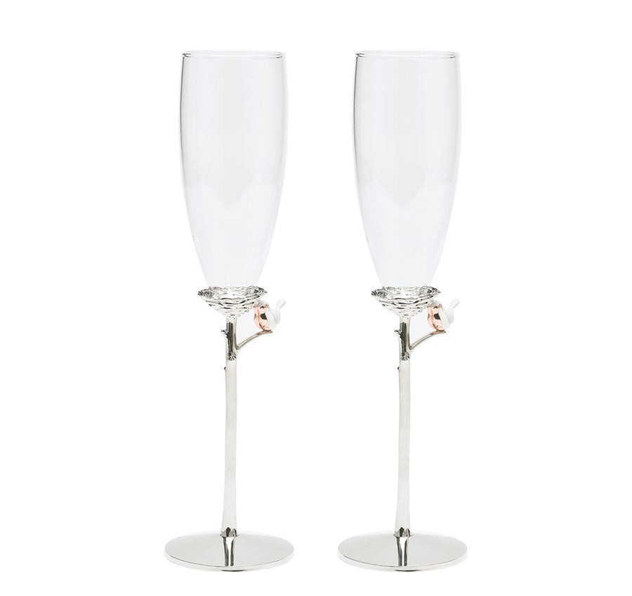 Love Birds Wedding Toasting Flutes