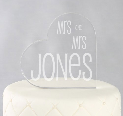 Mrs. &amp; Mrs. Cake Topper - Heart