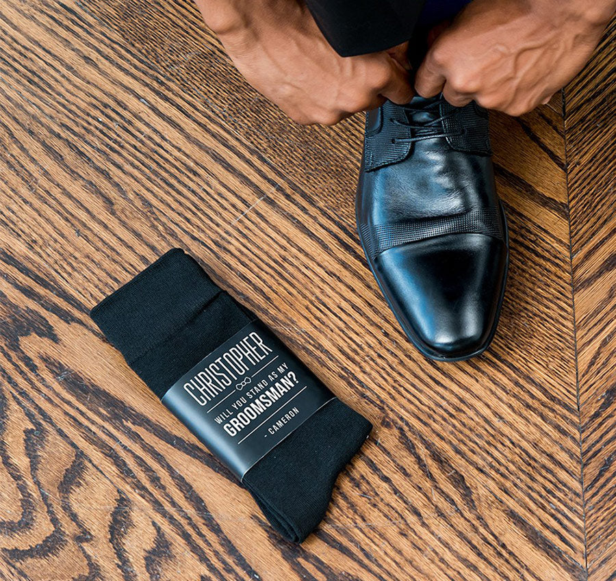 Personalized Groomsmen Socks - Will You Stand
