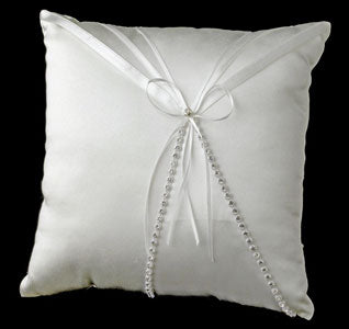 Ring Bearer Pillow Accented with Rhinestone &amp; Ribbon