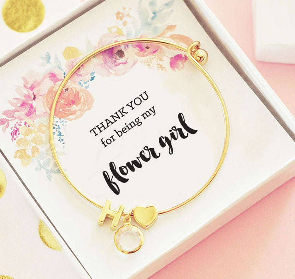 Flower Girl Gold Monogram Bracelet