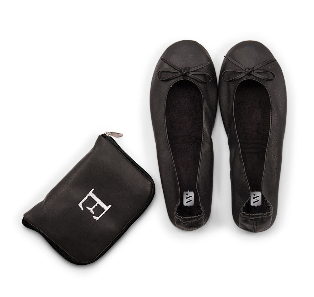 Wedding Ballet Flats &amp; Custom Carrying Case - Black
