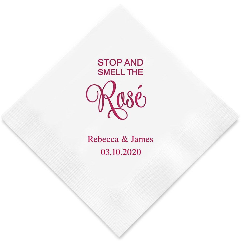 Stop and Smell The Rosé Wedding Napkins
