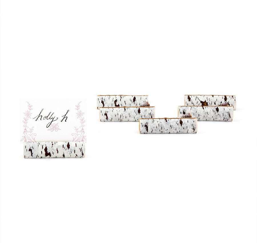 Faux Birch Log Card Holders (Set of 6)