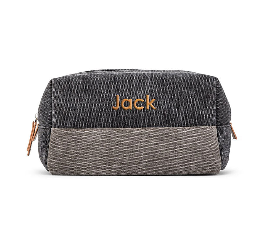 Black &amp; Gray Canvas Groomsmen Toiletry Bag