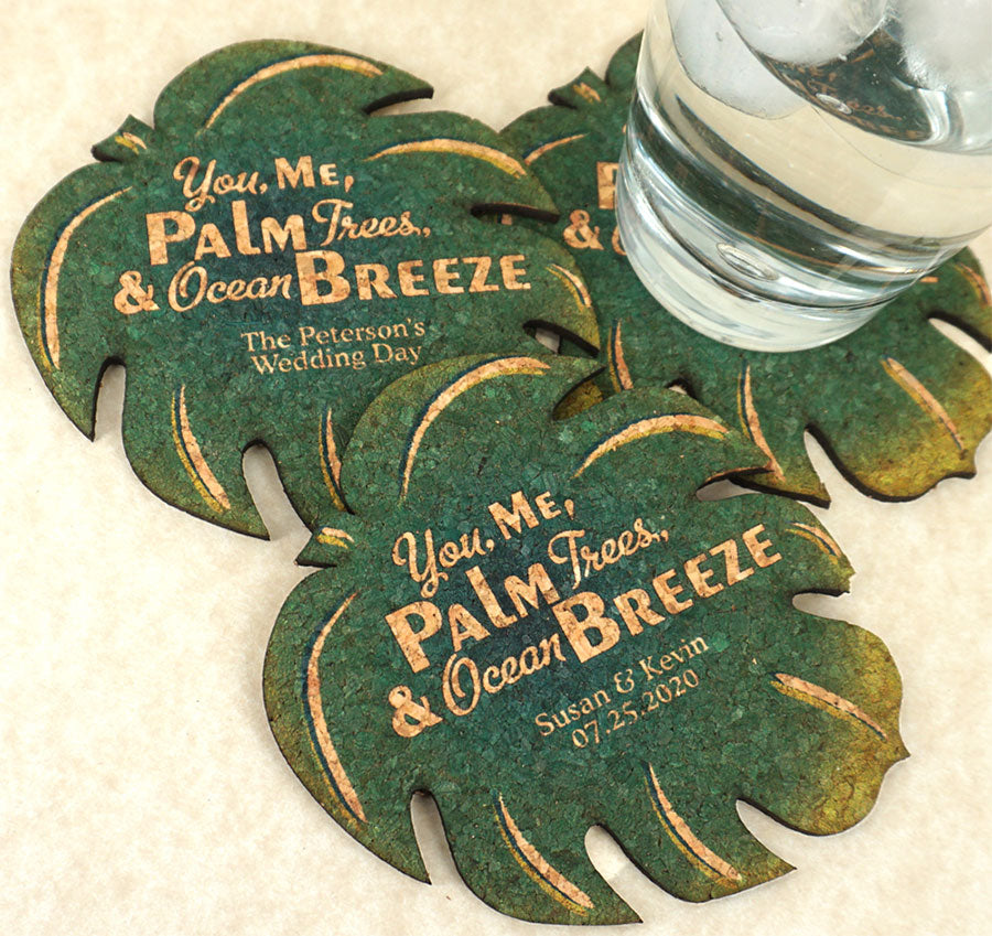 Palm Leaf Cork Coaster - Personalized