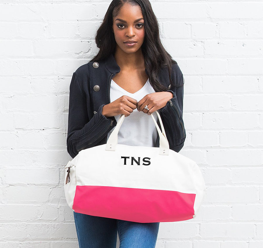 Personalized Canvas Weekender Bag - Pink