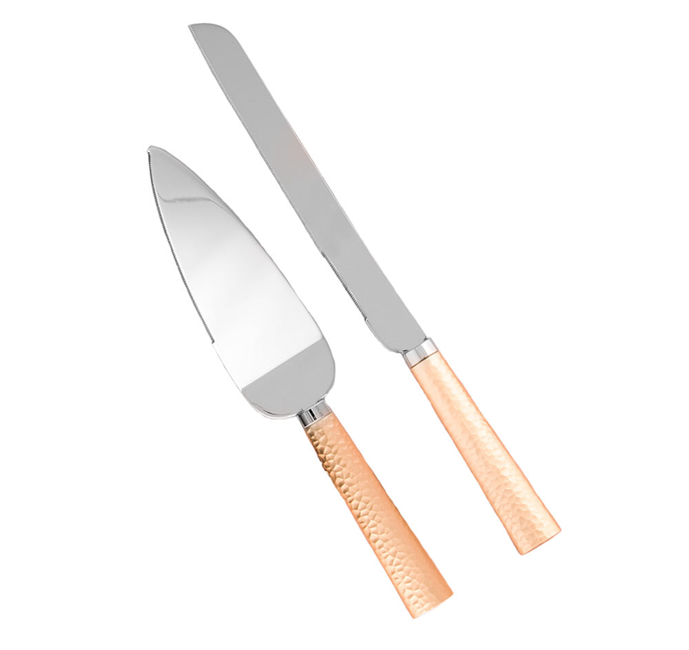 Hammered Gold &amp; Silver Cake Serving Set