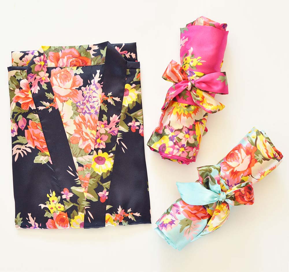Floral Bridal Party Satin Robe