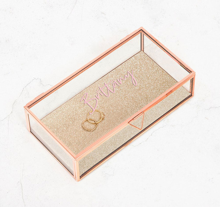 Personalized Rose Gold Jewelry Box - Name