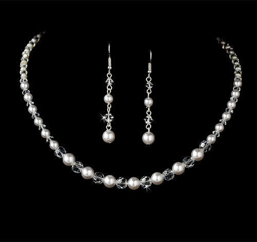 Crystal &amp; Pearl Wedding Jewelry Set