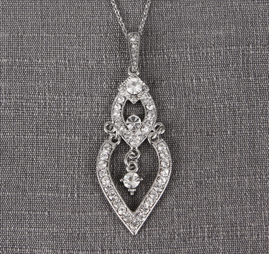 Three Tiered Pendant Wedding Necklace