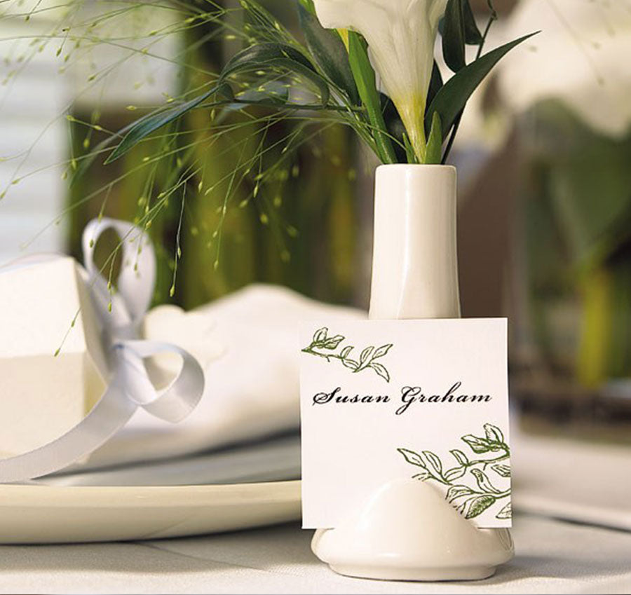White Favor Vase Place Card Holder - Set of 6
