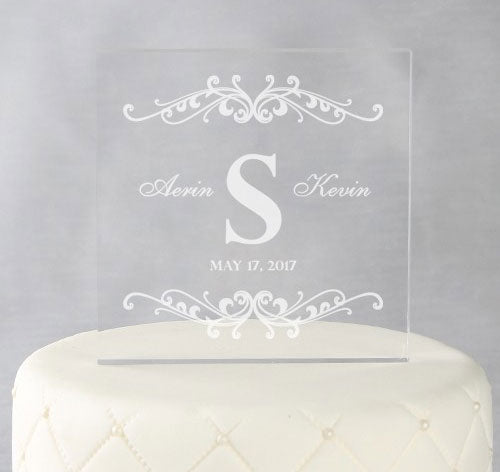 Flourish Border Custom Wedding Cake Topper