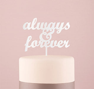 Always &amp; Forever Wedding Cake Topper - White