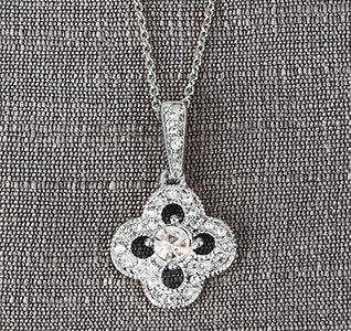 Silver Crystal Clover Wedding Necklace