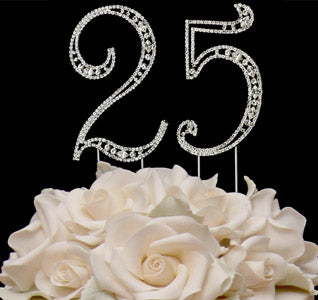 Vintage 25th Swarovski Crystal Cake Topper